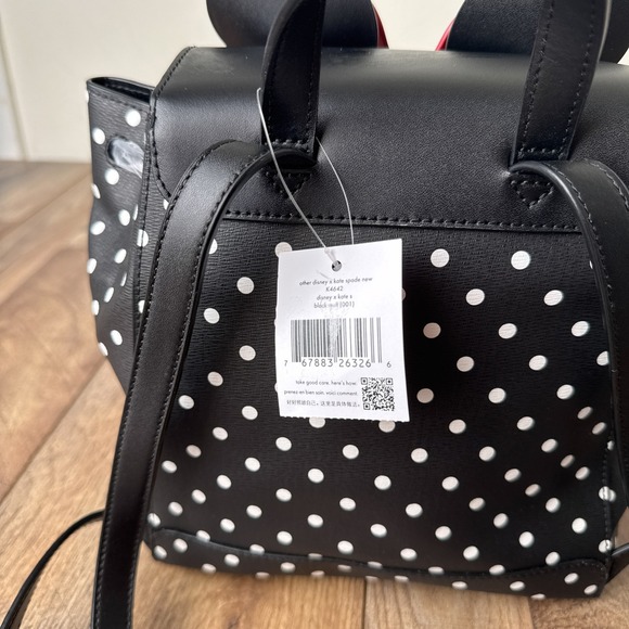 Kate Spade New York Disney x Minnie Mouse Drawstring Flap Backpack Polka Dot - Picture 3 of 14